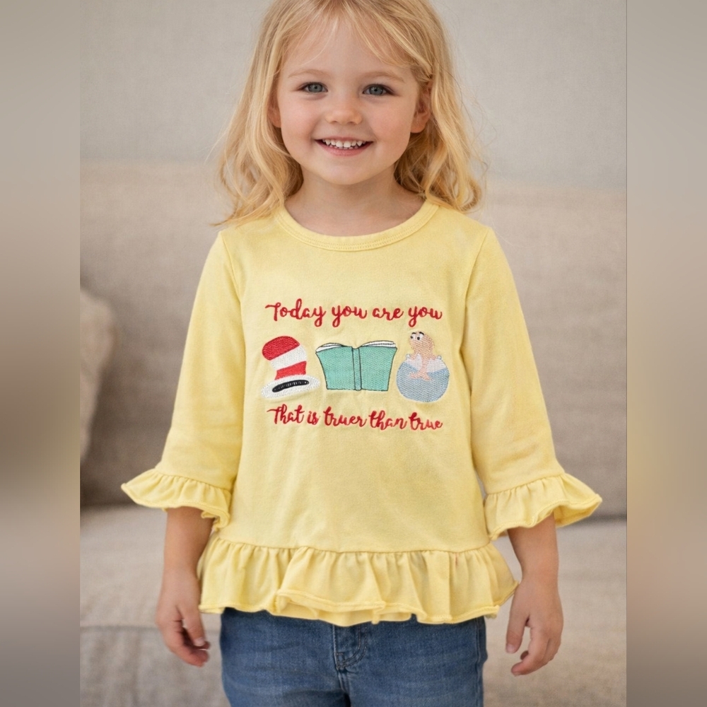 Girls Dr. Seuss Themed Embroidery Top by Charming Chandler 6-12 Month